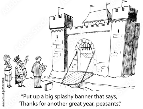 "...splashy banner...thanks for another great year, peasants!'