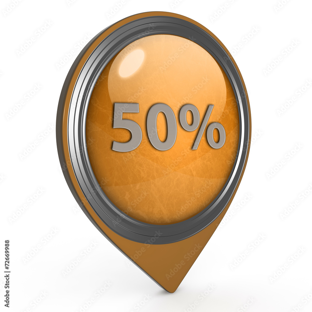 Fivety percent pointer icon on white background Fivety percent pointer icon on white background