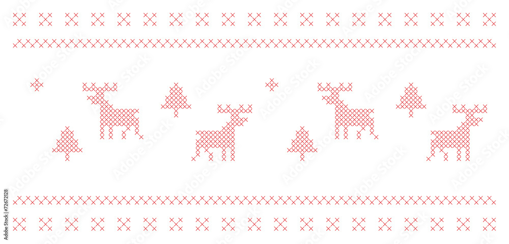 Knitted traditional Christmas style motif, pixelated pattern Knitted traditional Christmas style motif, pixelated pattern