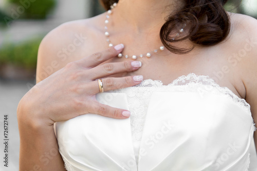 Wedding Ring on Bride's hand - selective focus