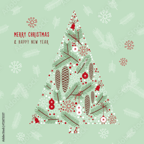 Winter illustration, Christmas Tree