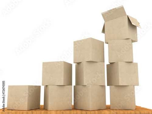 Cardboard boxes and graph concept