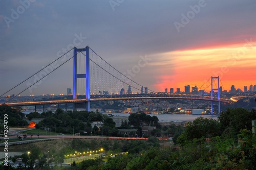 Bosphorus Bridge in blue evening Istanbul
