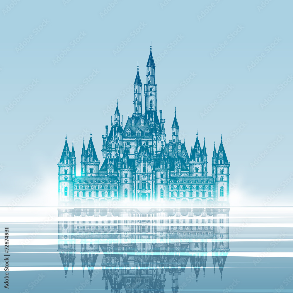 medieval Castle. Hand drawn vector illustration