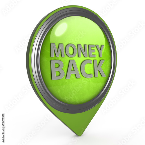 Money back pointer icon on white background