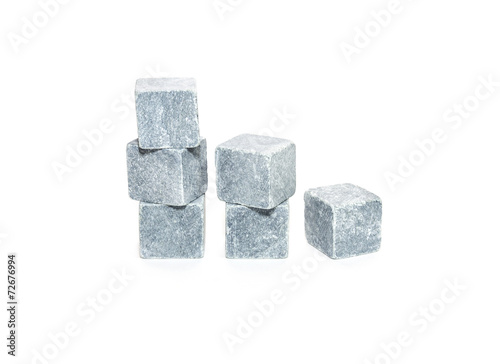 Stone cubes on white background