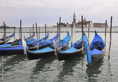 Original blue gondolas in Venezia