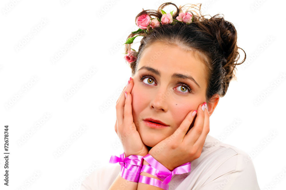 Naklejka premium Young beautiful woman