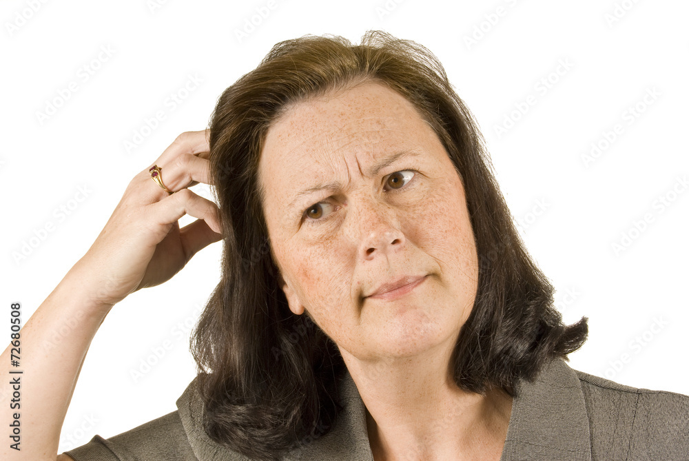 Mature Woman Scratching Head While Thinking Mature Woman Scratching Head While Thinking