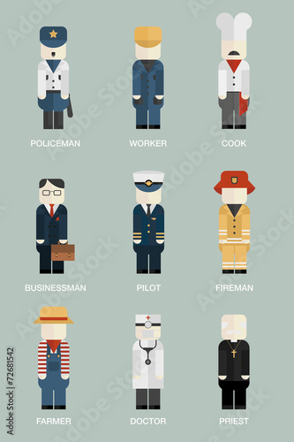 Set of professionals isolated characters