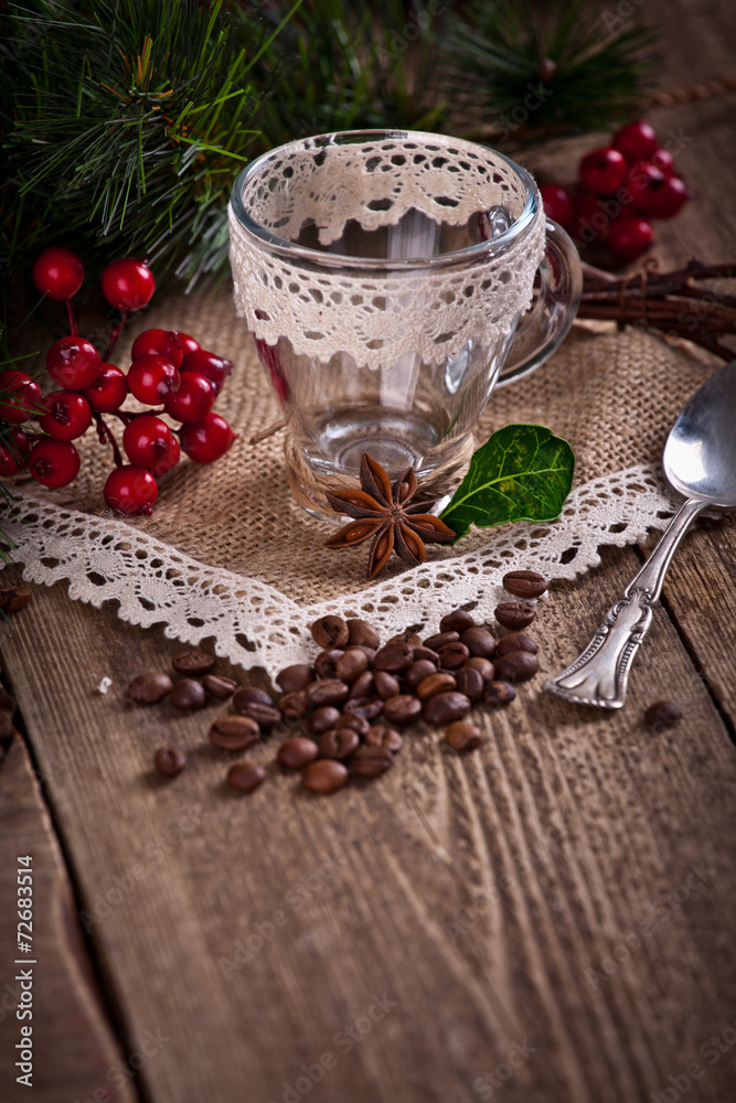 coffee with christmas decoration
