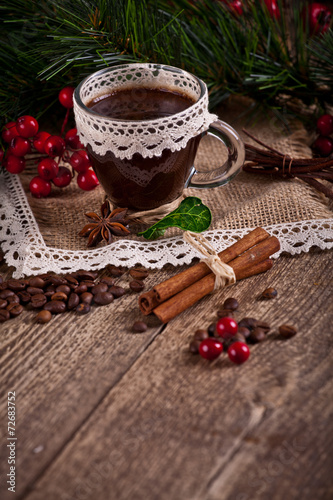 coffee with christmas decoration