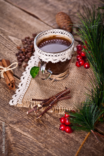 coffee with christmas decoration