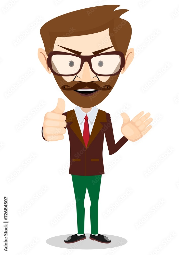 Smiling and winking cartoon business man giving the thumbs up. Smiling and winking cartoon business man giving the thumbs up.