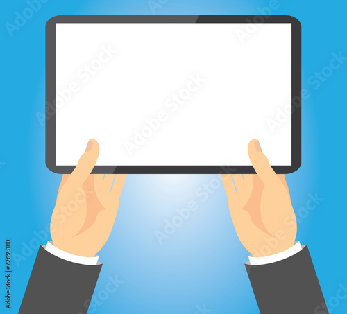 Blank tablet held in hands
