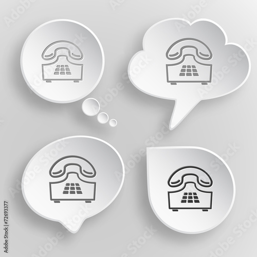 Push-button telephone. White flat vector buttons on gray backgro