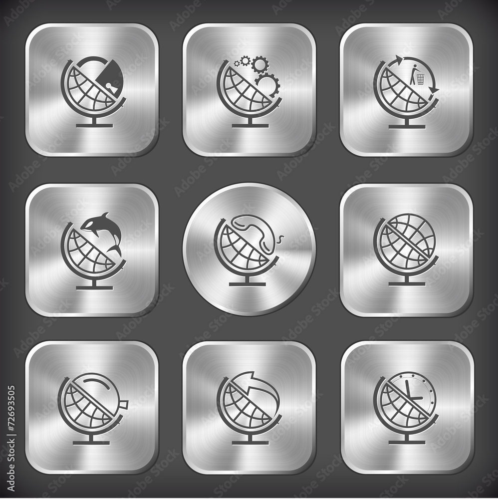 school globe and lock, and gears, and recycling symbol, and sham school globe and lock, and gears, and recycling symbol, and sham