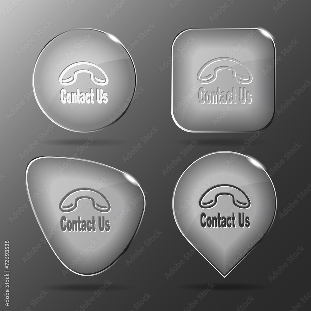 Contact us. Glass buttons. Vector illustration.