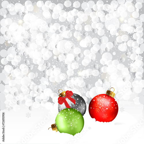 Christmas Balls In Snowfall