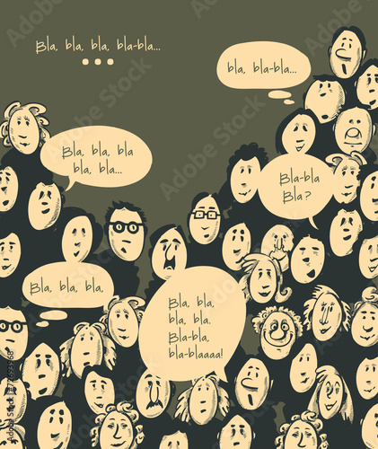 People talking- cartoon characters- dark background