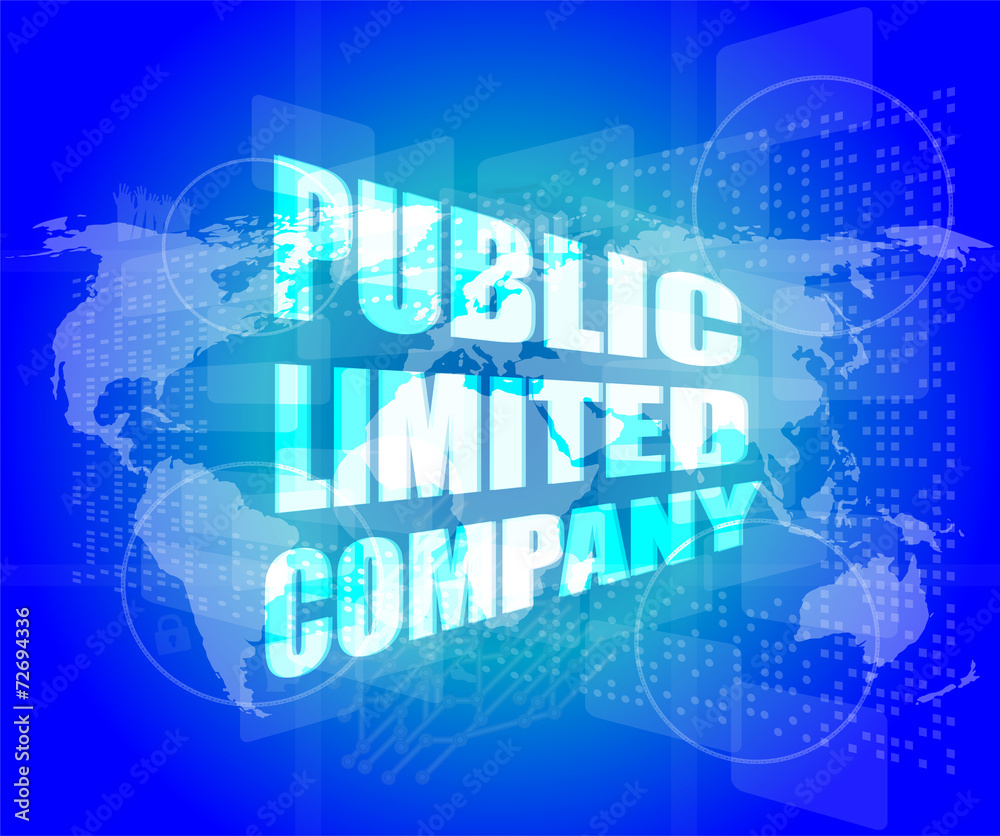 public limited company on digital touch screen