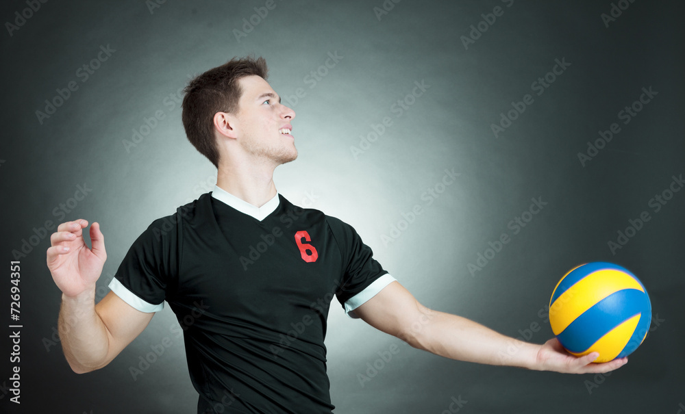volleyball player black background
