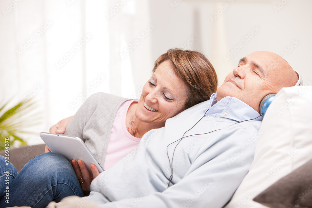 leisure time of a mature couple at home leisure time of a mature couple at home