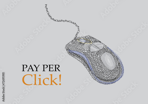 pay per click in mouse typography. vector illustration