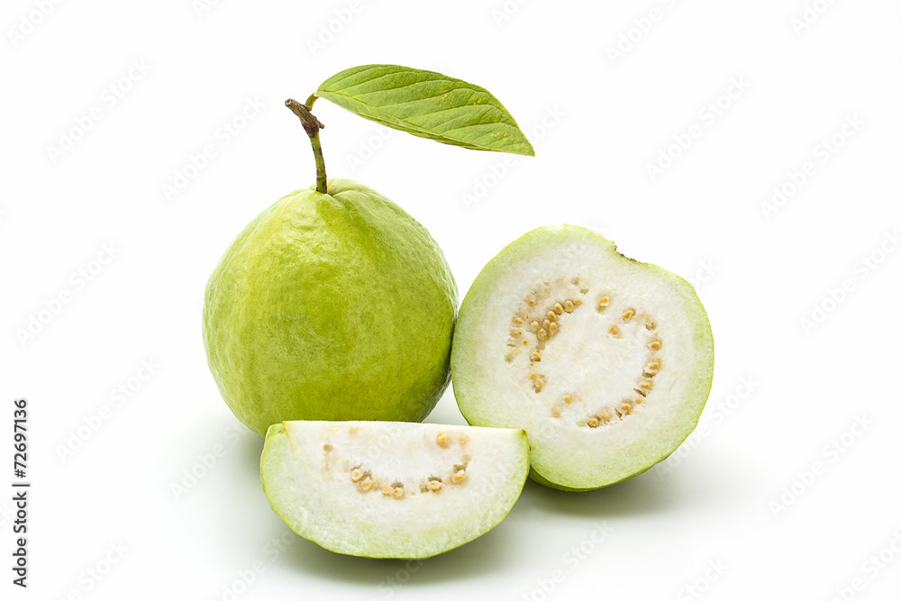 Guava on white background.