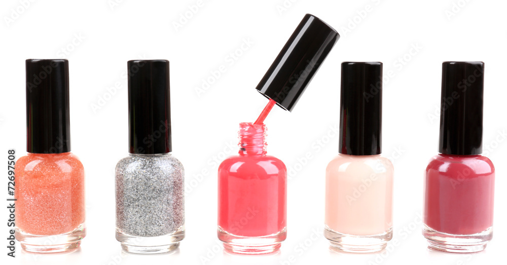 Colorful nail polishes isolated on white Colorful nail polishes isolated on white
