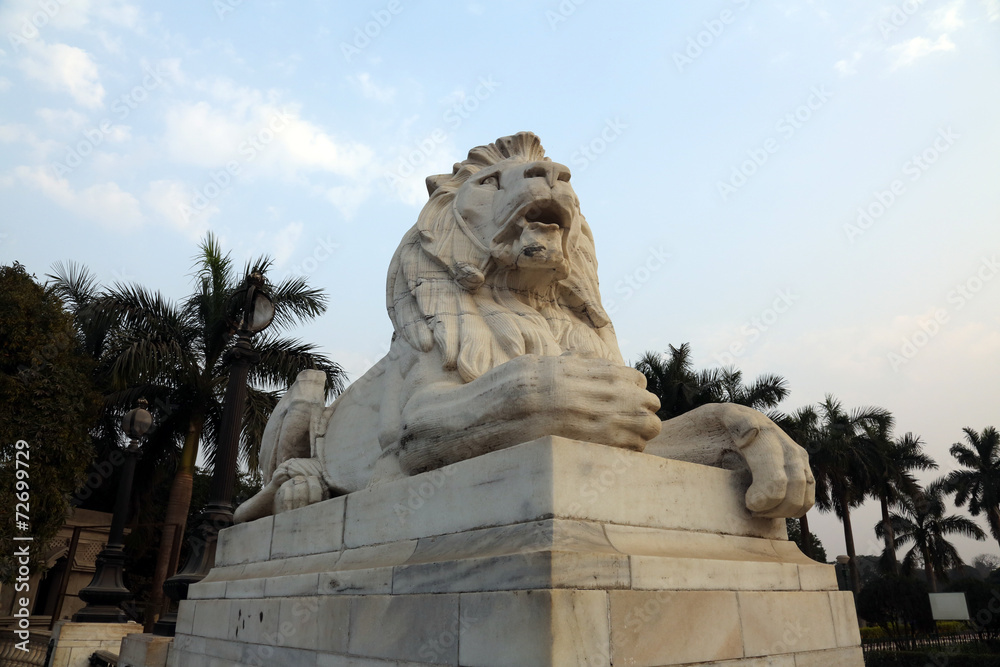 Antique Lion Statue at Victoria Memorial Gate, Kolkata