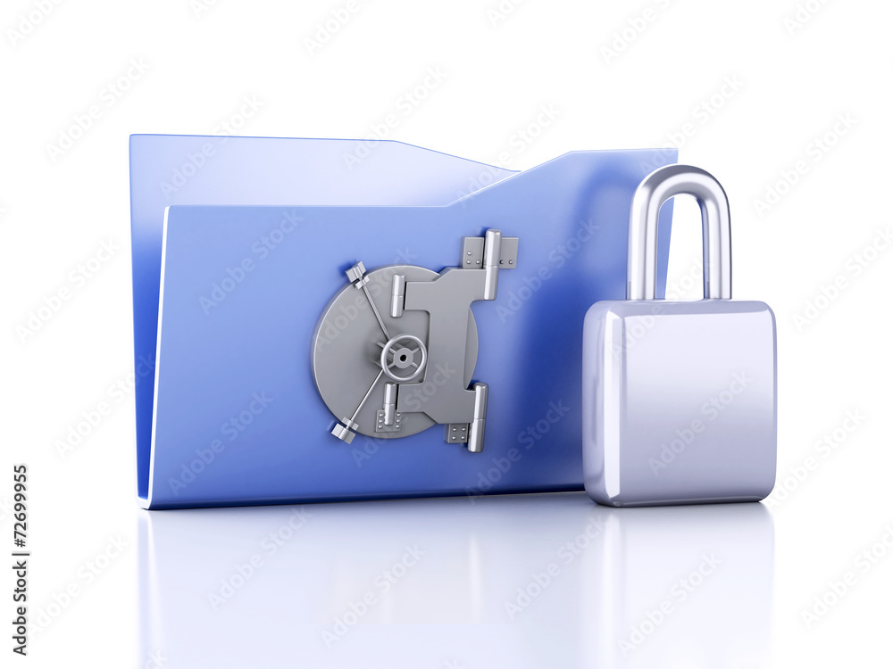 folder and lock. Data security concept. 3d illustration folder and lock. Data security concept. 3d illustration