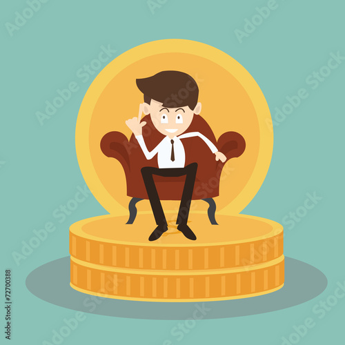 Elegant businessman sitting on a sofa with money - Consistency o