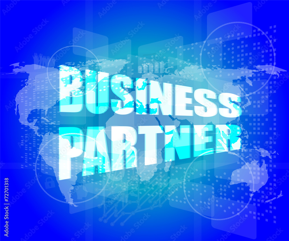 Management concept: business partner words on digital screen