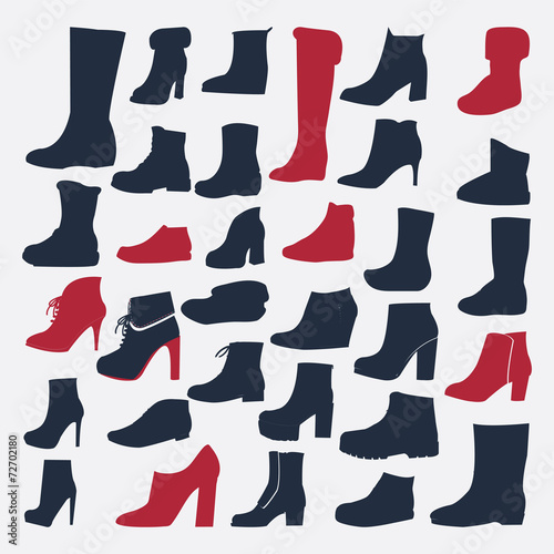 Silhouette Icons set of fashion shoes