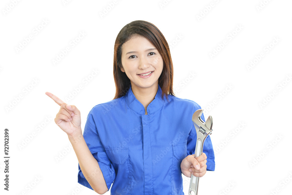 笑顔の女性労働者 笑顔の女性労働者