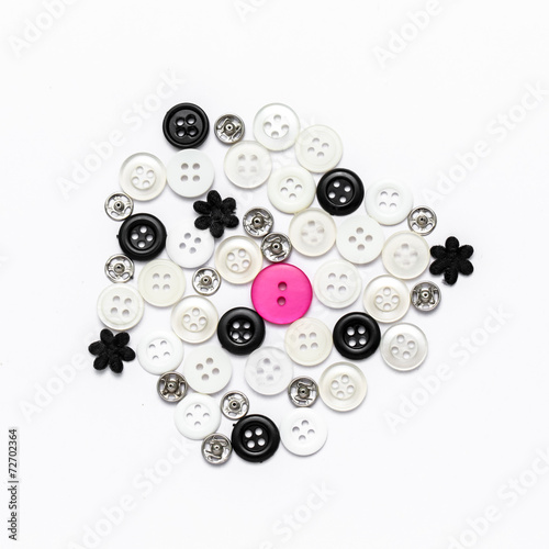 Group of buttons on isolated white background