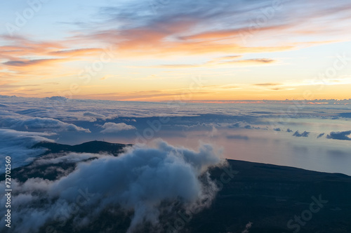 Sunrise at the peak of volcano Teide. Tenerife