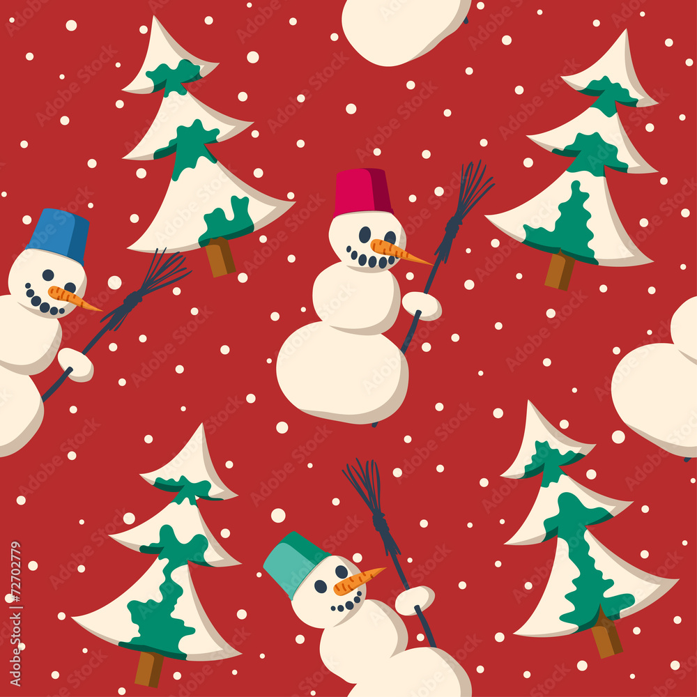 Seamless Christmas pattern with snowman