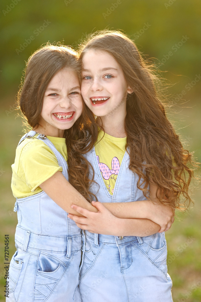 Portrait of two little girls twins Portrait of two little girls twins