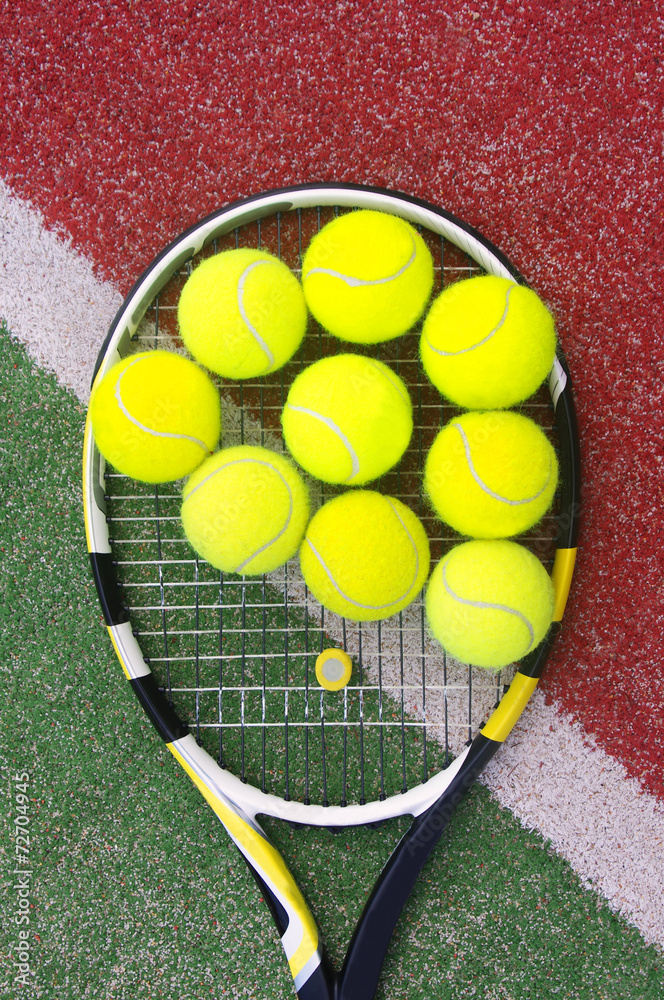racket with balls Stock Photo | Adobe Stock