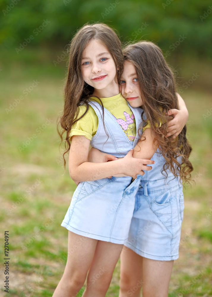 Portrait of two little girls twins Portrait of two little girls twins