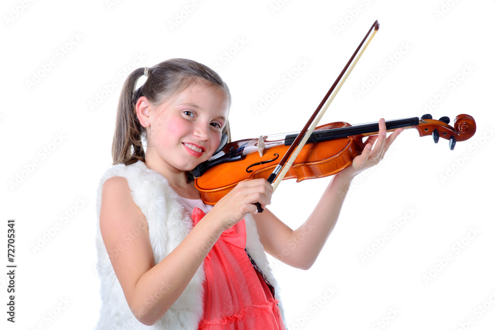 a pretty little girl playing the violin