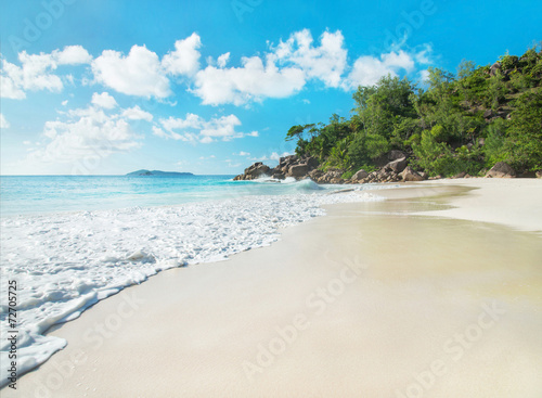 Tropical beach Anse Georgette, island Praslin, Seychelles