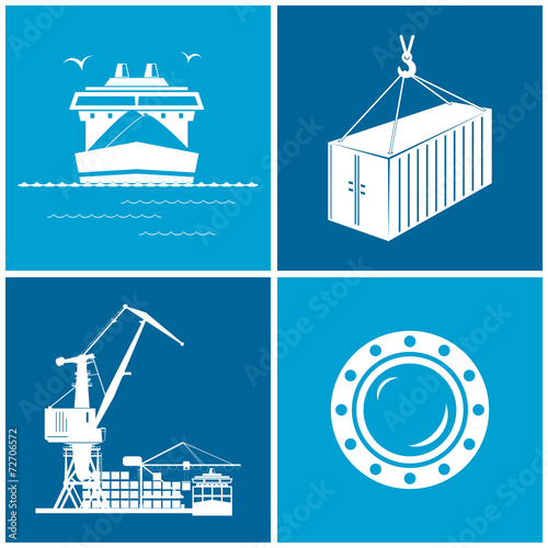 Set of maritime icons, vector illustration