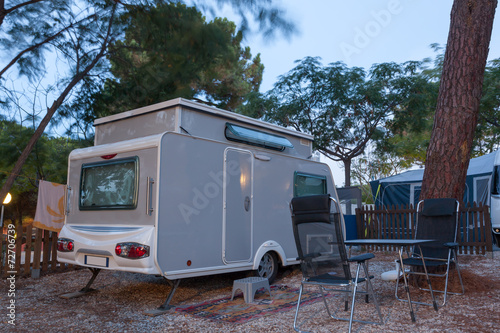 Caravan on a camping site in Spain