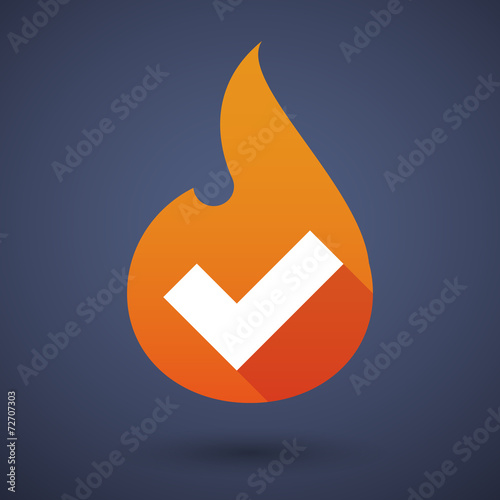 Flame icon with an ok sign