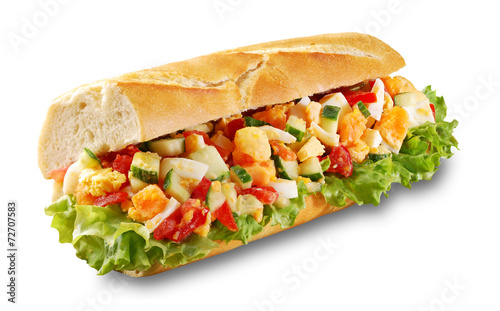 Egg salad sandwich French bread isolated