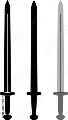medieval sword. fourth variant. stencil and silhouette