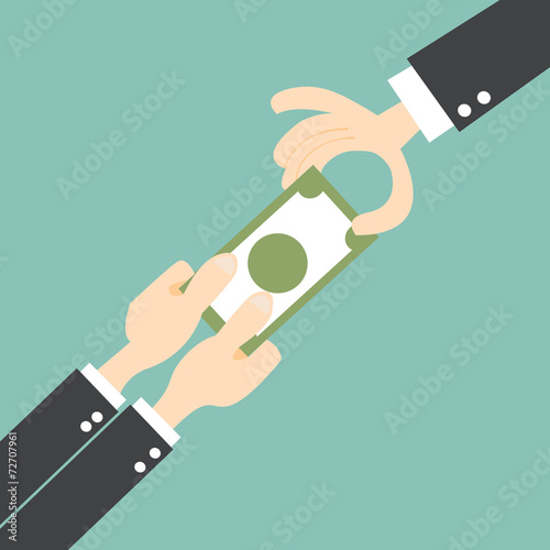 Tug of War with money. businessmen struggles to keep his money
